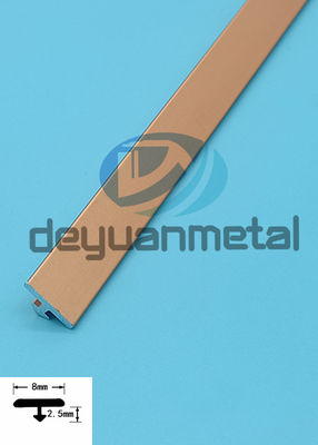 Gouden Aluminiumt Profielen die Breedte 8mm behandelen Hoge 2.5mm